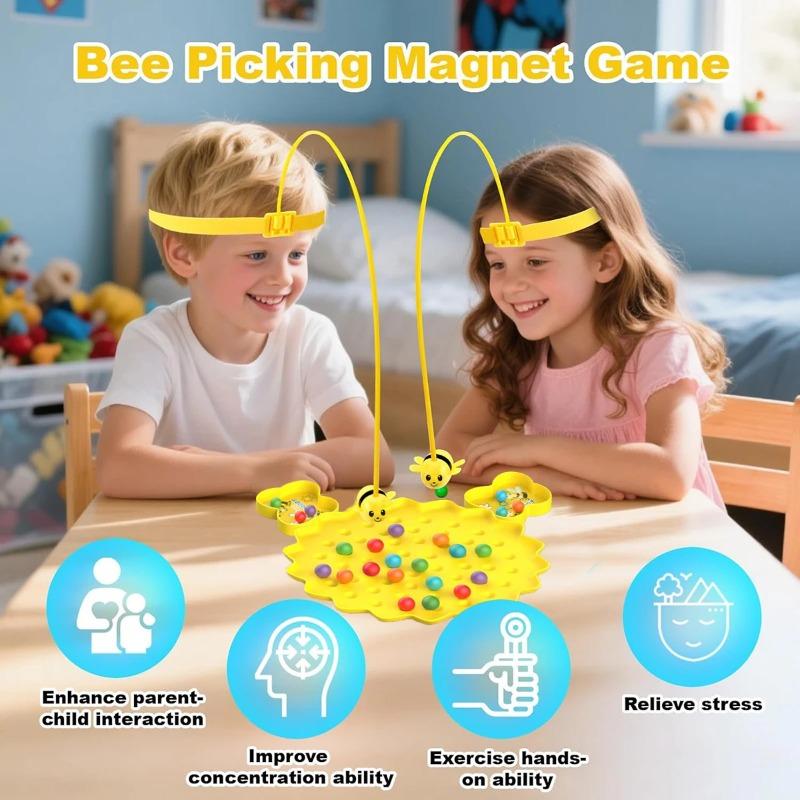 Magnetic Honey Bee Picking Beans Game Puzzle Bean Finshing Party Games Parent Child Interactive Toy for Kids Christmas Gift