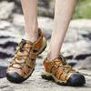 Men Hiking Sandals Green Leather Sandals Outdoor Summer Brown Roman Sandals Beach Shoes Plus Size
