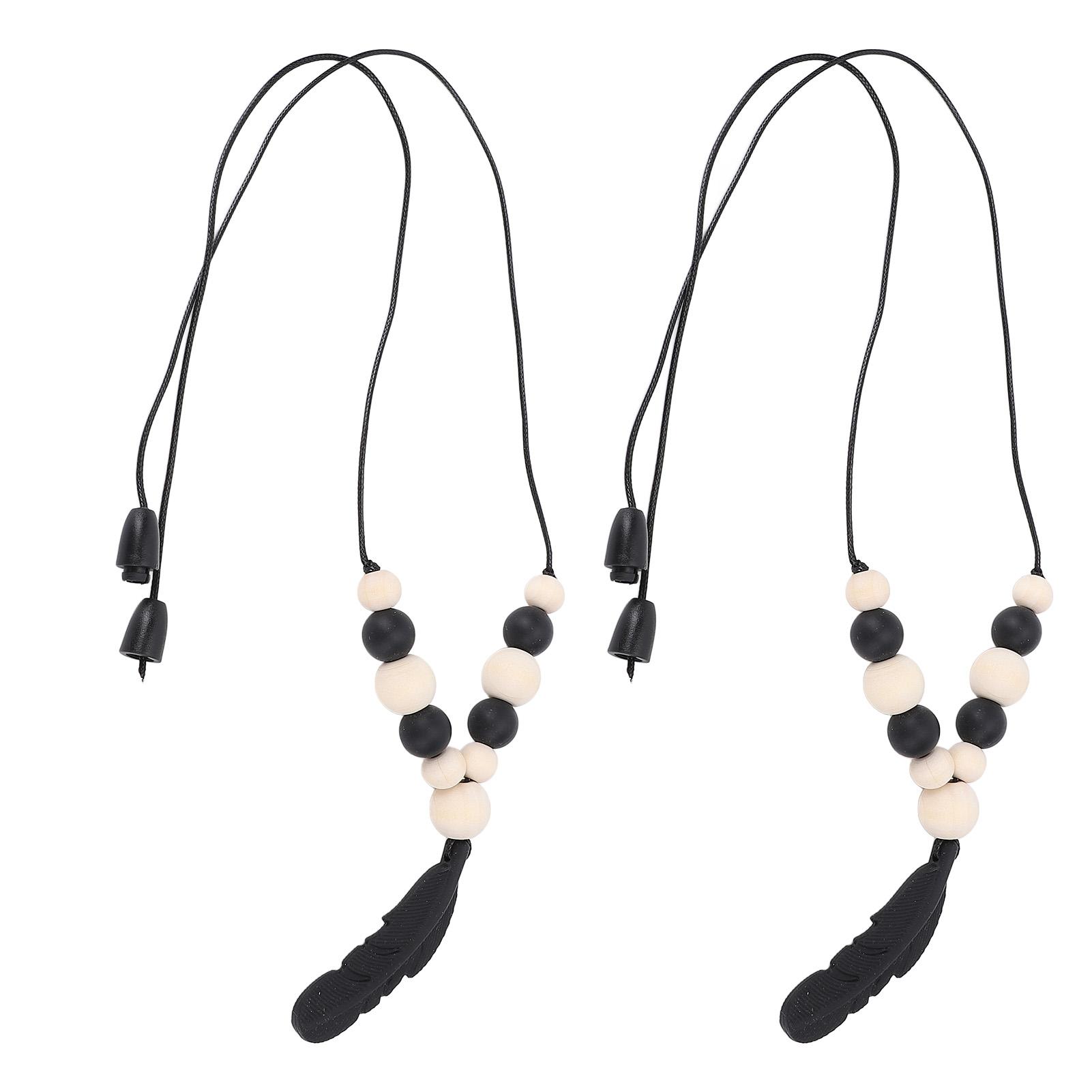 

2 шт. Сенсорное ожерелье Уменьшает грызение пальцев Мягкий силиконовый жевательный кулон-ожерелье Подвеска-перо Сенсорное ожерелье Black