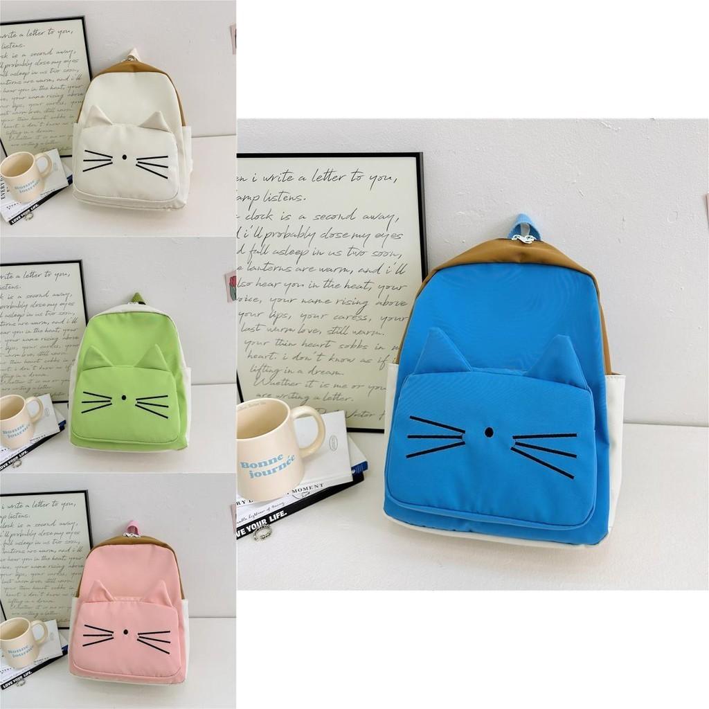 Adorable Cat Design Children's Backpack Lightweight Durable Nylon For Kindergarten Use