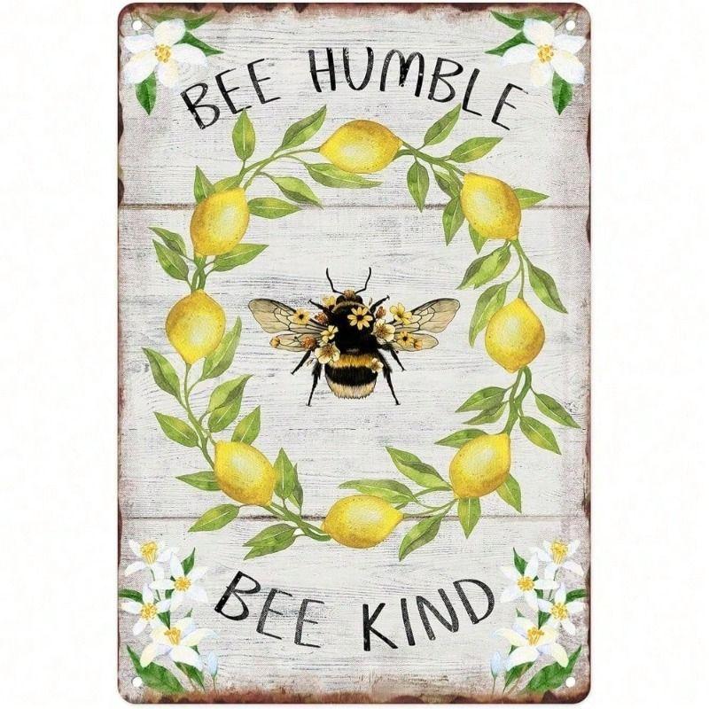 Metal Wall Art Bee Lemon Retro Kitchen Decor