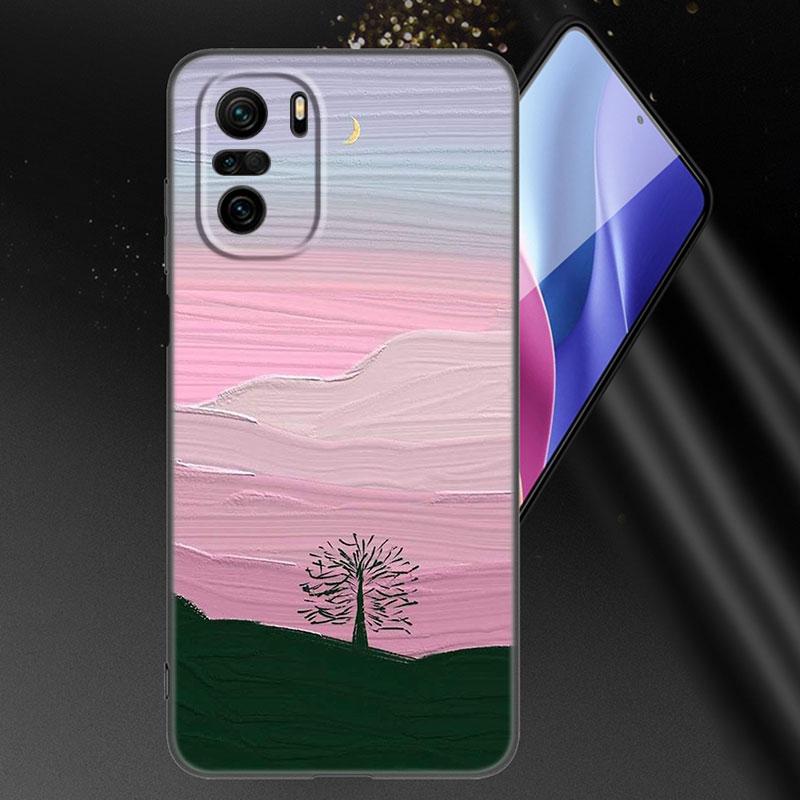 Emboss Flower Art Phone Case For Xiaomi Mi POCO X3 NFC GT M4 M3 12 11T 10T Pro A3 11 Lite NE 5G 12X 11i F3 Soft TPU Black Cover