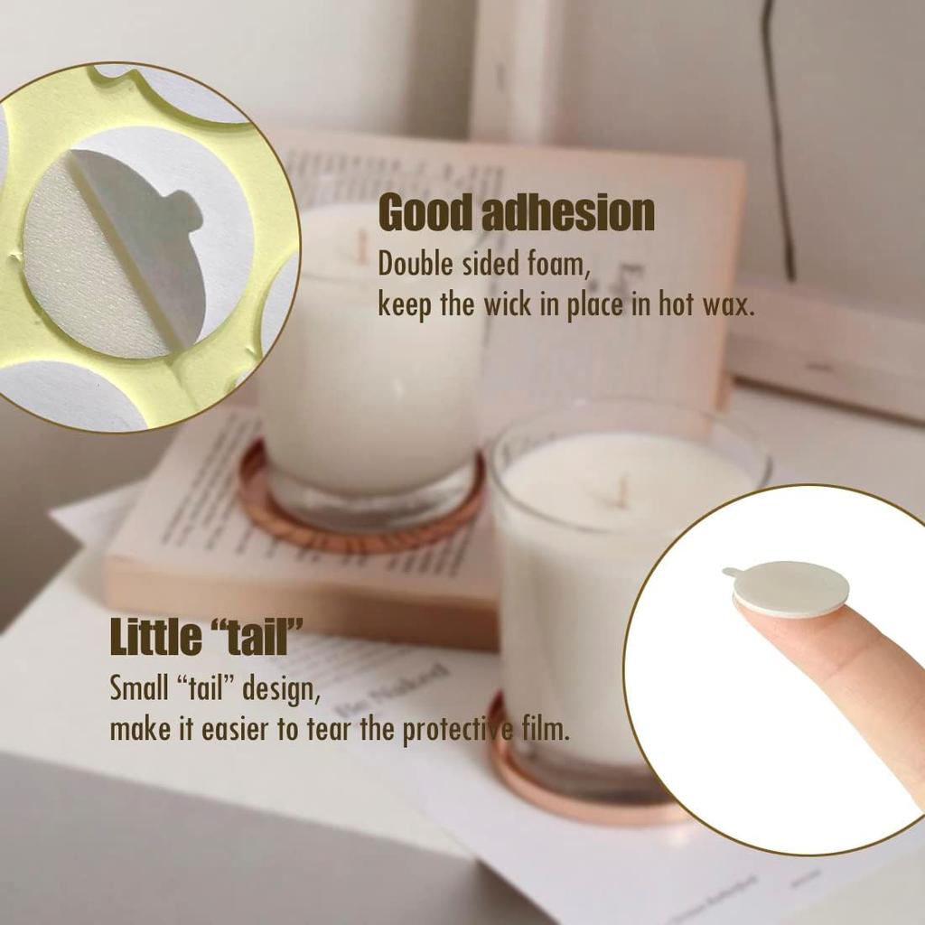 240Pcs Double-Sided Candle Wick Stickers Heat-Resistant Adhesive For Candle Making 0.79 Inch