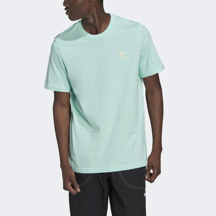 Adidas Originals Trefoil Casual Solid Knit Short Sleeve T-Shirt Men Tops Green GN3404