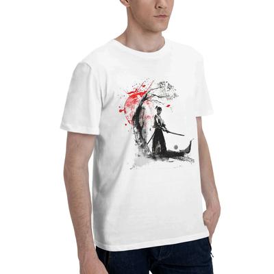 Japanese Samurai Men TShirt Plus Size T Shirts Mens Round Neck Cotton Tees Short Summer Male
