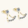 Silvere Glam S925 Sterling Silver Exquisite Back-hanging Moissanite Stud Earrings, A Two-wear Niche Korean Trendy Ear Accessory