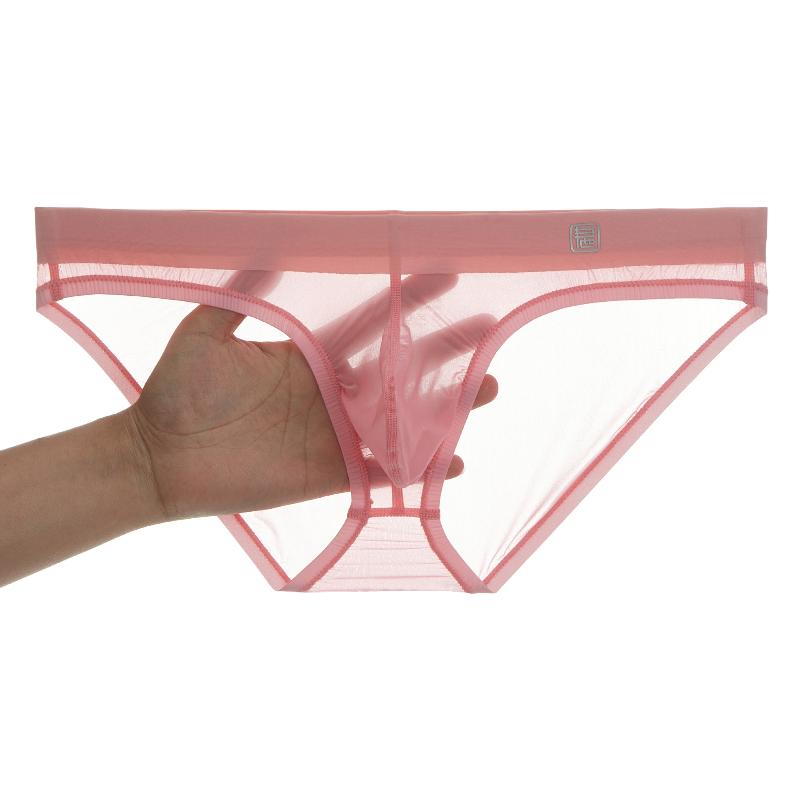 Men'S Underwear Sexy Ultra-Thin Ice Silk Panties Summer Nude Feel Breathable Quick-Drying Transparent Briefs Bikini Slip Homme