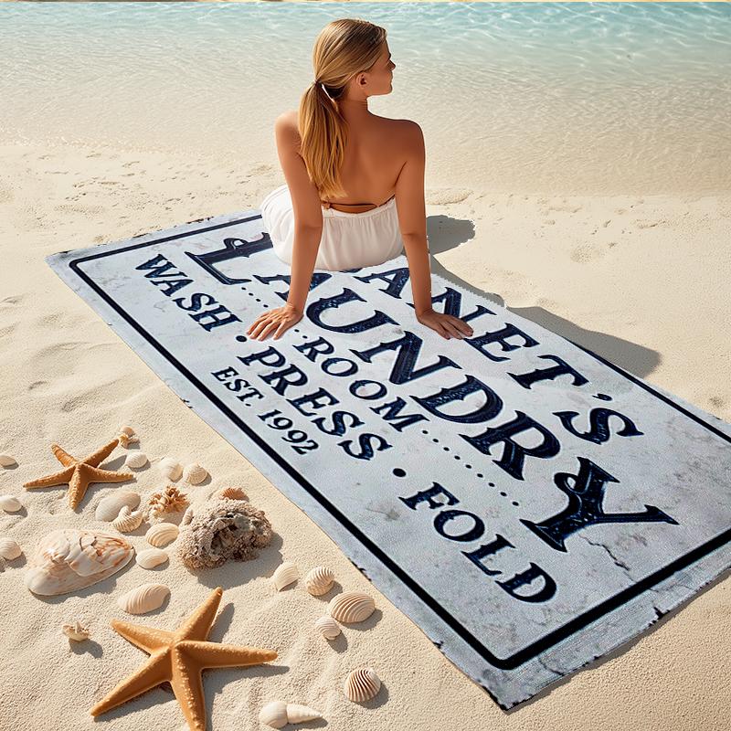 1Pc Janet'S Laundry Service Beach Towel, Quick Dry, Multi-Use for Beach Pool Gym Yoga Home Travel, Christmas, Halloween, Xmas Gift M928847