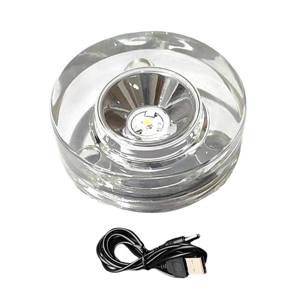 Multicolor LED Illuminated Base With USB Power for Crystals Display and Artwork Showcase Sturdy Plastic Designs