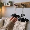 Dark Fluffy Bear with Wing Keychain Soft Touch Plush Bat Bear Keyring  Halloween Party Gift