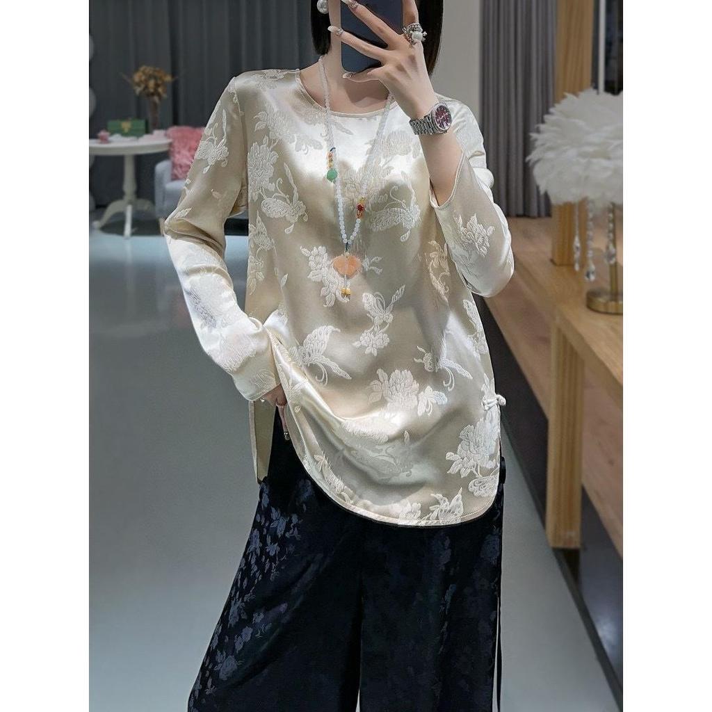 28 Momme Real Silk Chinese Brocade Top: Butterfly Love Mulberry Silk Shirt (2024 Spring Collection)