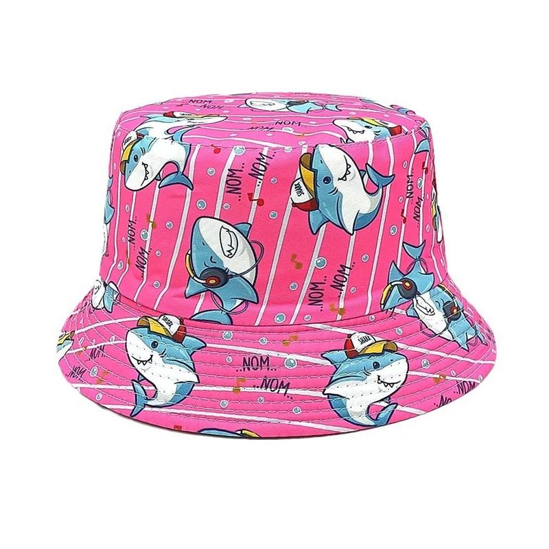 

Spring and Summer Polyester Cartoon Print Bucket Hat Outdoor Travel Sun Cap For Boy and Girl 104 52-54cm wear красный