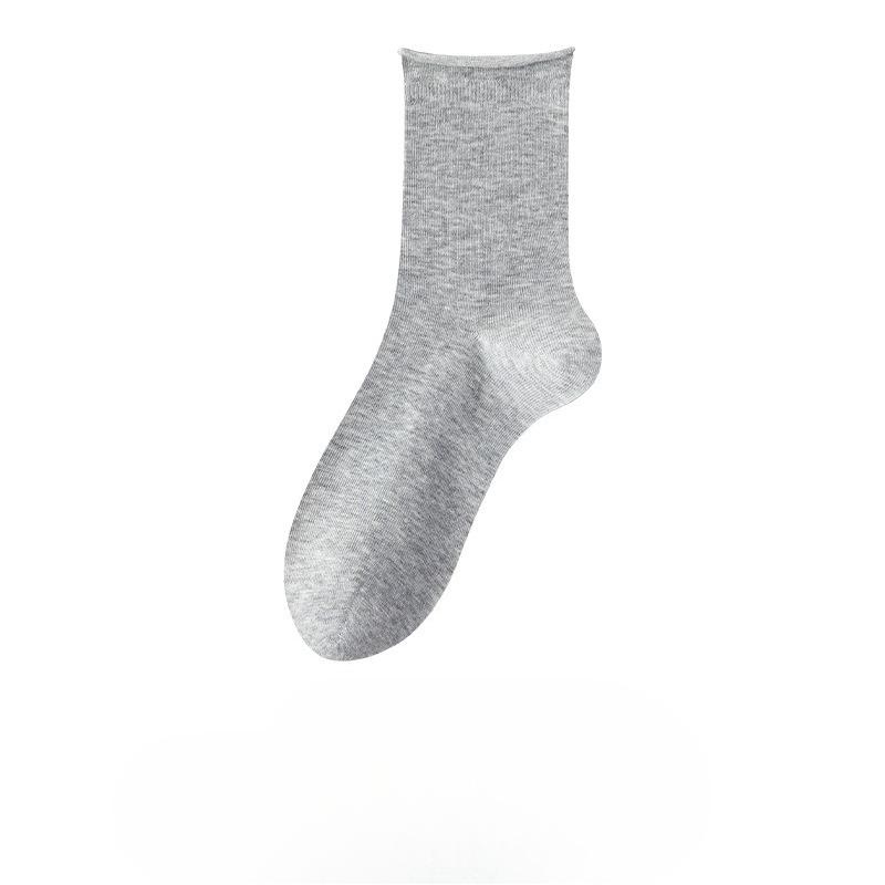 Pure Cotton Socks - Children's Summer Lightweight Rolled-edge Unlined Postpartum Socks - 100% Cotton Anti-odor Mid-calf Women's Socks
