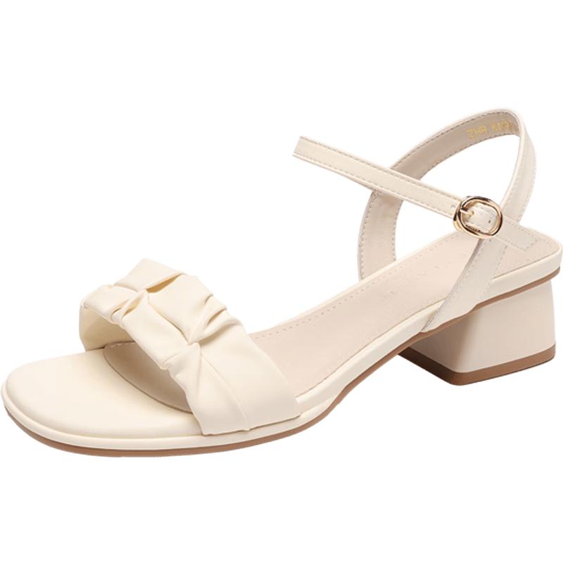 ZHR Women s French Style Chunky Heel Sandals 38