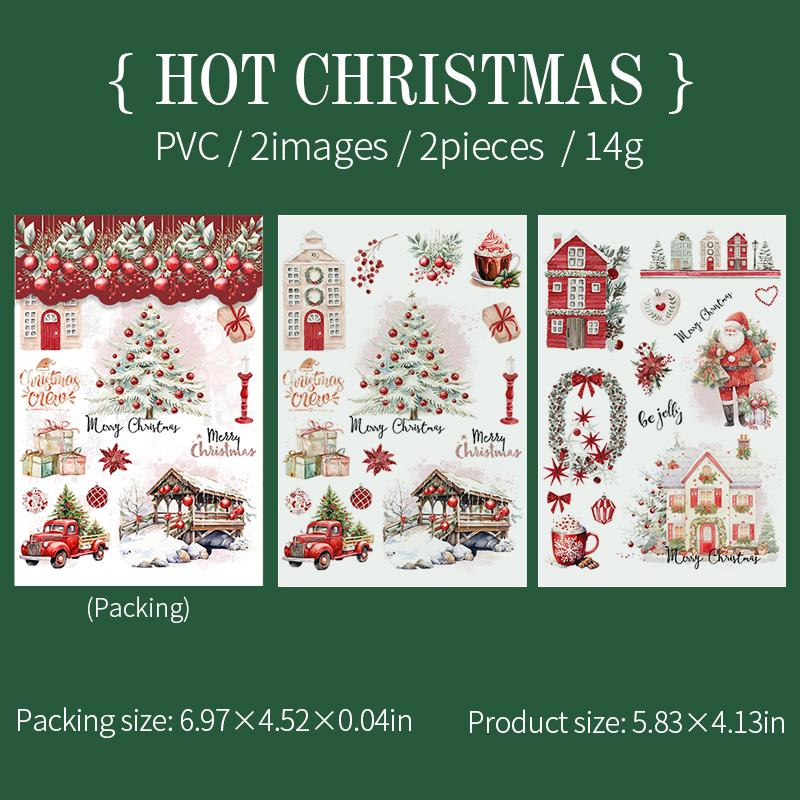 

2 pcs Christmas Themed Decorative Label Stickers For Scrapbooking Sticker Journal Kit Planners Diary School Stationery supplies