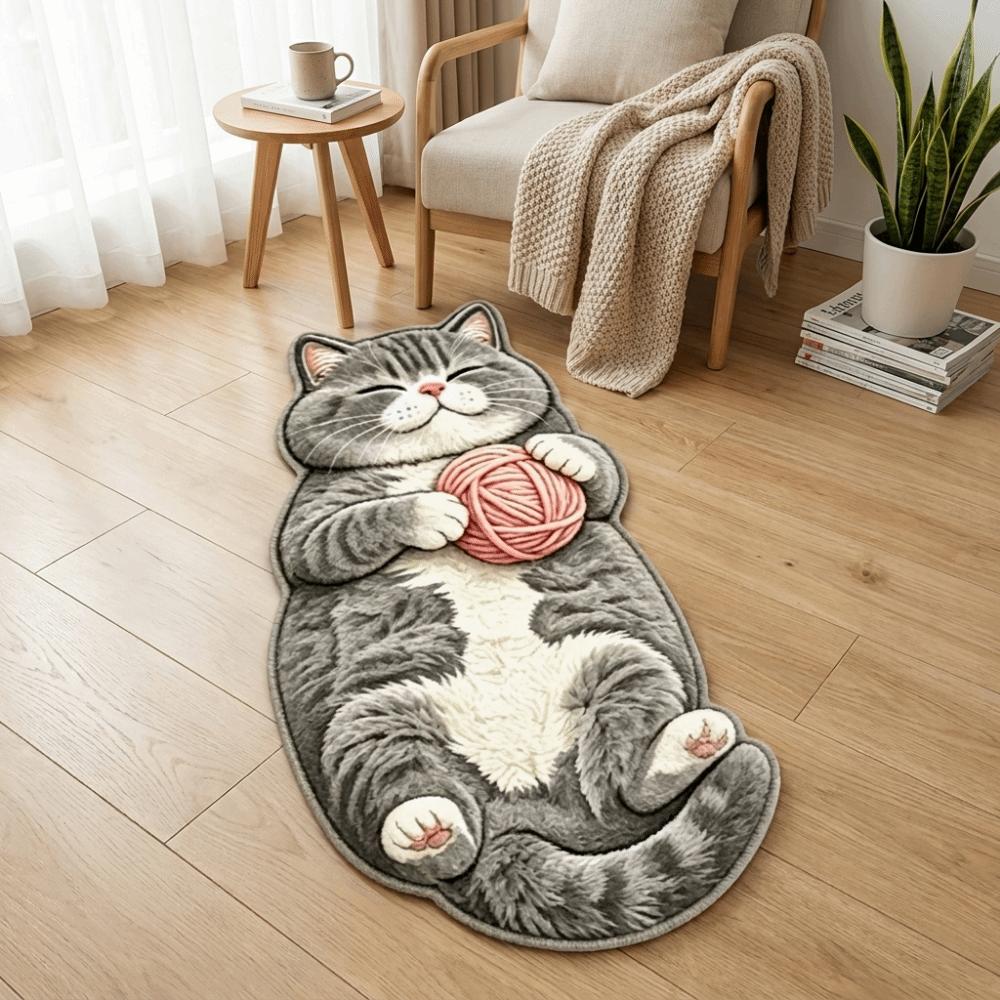 2D Home Decor Carpet Anti-fouling Cartoon Carpet Soft Cat-Shaped Area Rug  Bedrooms