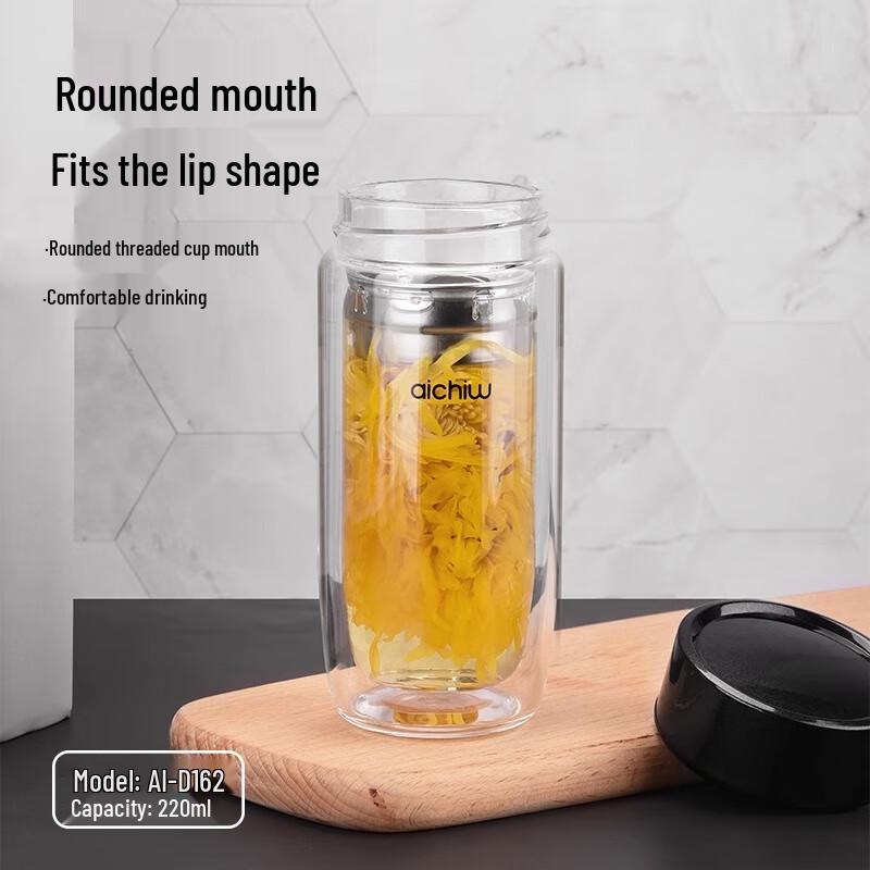 Ai Qi Wu Double Layer Glass Insulated Cup