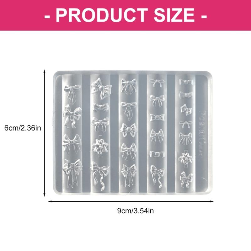Reusable Heat Resistant Silicone Nail Mold With Elegant Bows Shape Manicure Mould For Home Salon and Travel Use