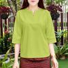 ZANZEA Women Casual V-Neck Solid Color 3/4 Sleeve Blouse