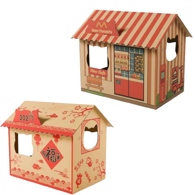 Large Cat Villa: Durable Cardboard Scratch House & Claw Sharpening Toy