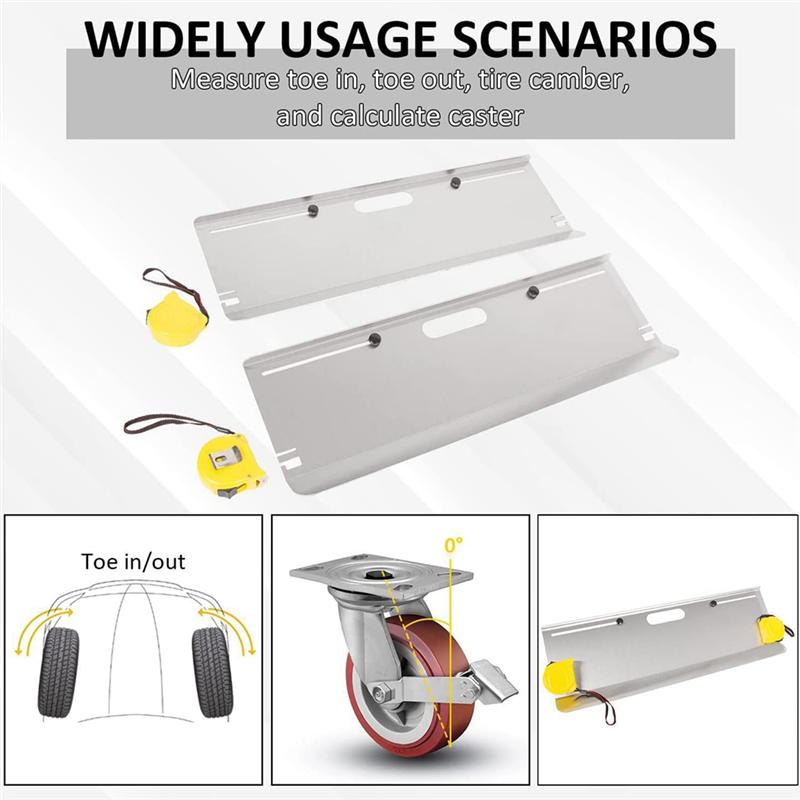 NEW-Automotive Toe Alignment Tool, 2-Piece Toe Plates Set With Measuring Tapes Included