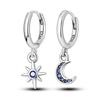 925 Silver Colorful Zircon Rose Gold Star Moon Women Earrings Brilliant Wedding Engagement Star Earrings Jewelry Gifts