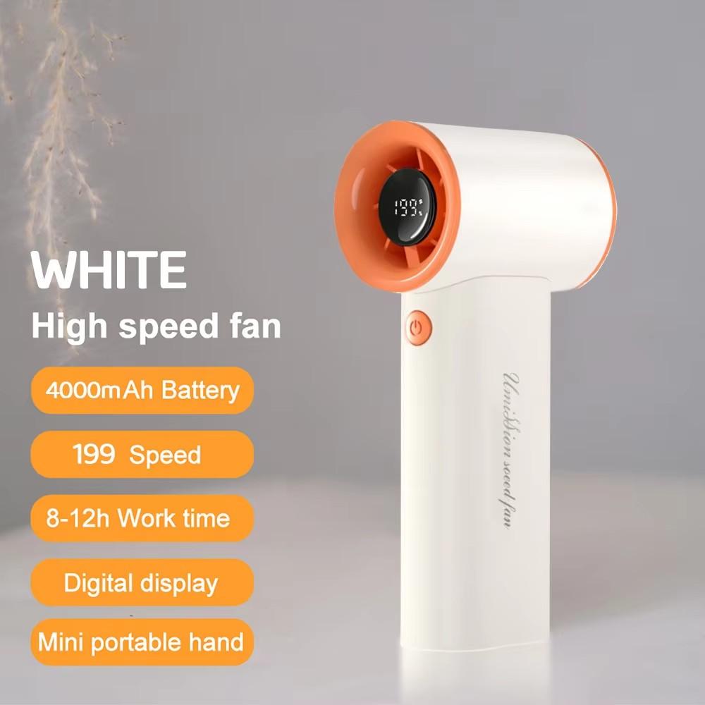 Portable High-Speed Handheld Fan LED Digital Display 3600mAh USB Rechargeable Outdoor Mini Fan 18000RPM 100-speed Adjustable Fan JF156