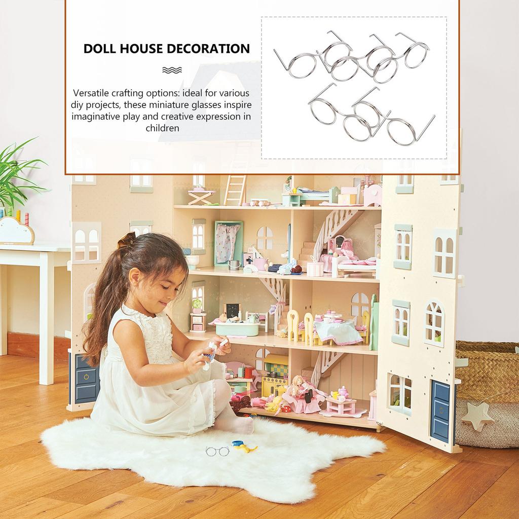 50Pcs Miniature Eyeglasses Realistic Wire Trim for DIY Crafts Dollhouse Accessories Mini Glasses for Decoration