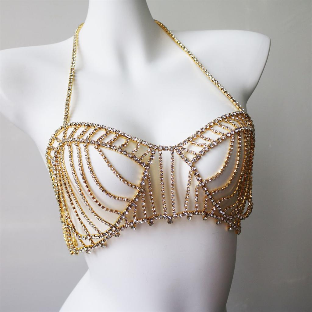 European And American Hollow Bras, Nightclub Multi-Layer Fringed Rhinestone Bra Chains, Sexy Women Wear Jewelry Accessories