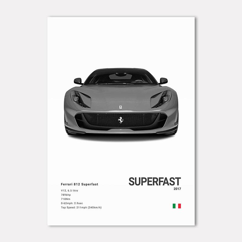 Famous Cars 812 458 296 Canvas Wall Art Print Poster 599XX SP3 F8 Decoration Mural Modern Home Decor Birthday Gift Unframed