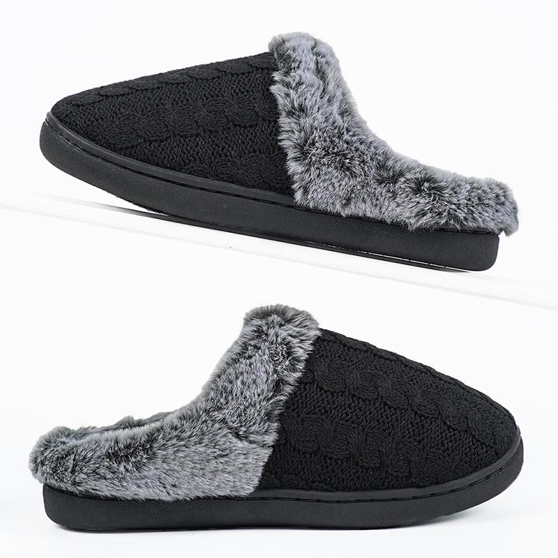 

Модные Удобные Вязаные Хлопковые Тапочки для Женщин Искусственный Мех Теплые Домашние Плюшевые Тапочки Женские Зимние Легкие Нескользящие Хлопковые Шлепанцы Женские 44-45