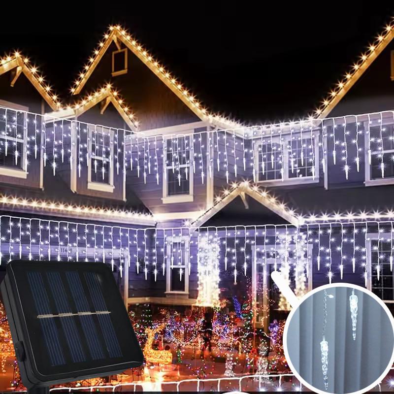 96/162 LED Solar Wasserfall Lichterkette Vorhanglicht Außen Wasserdicht Hof Dekoration Licht Weihnachten Lichterkette Weihnachten
