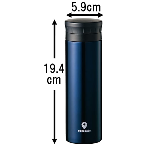 Kakusee Cococafe Vacuum Double-Layered Mug, 300ml, Navy, Lightweight Model