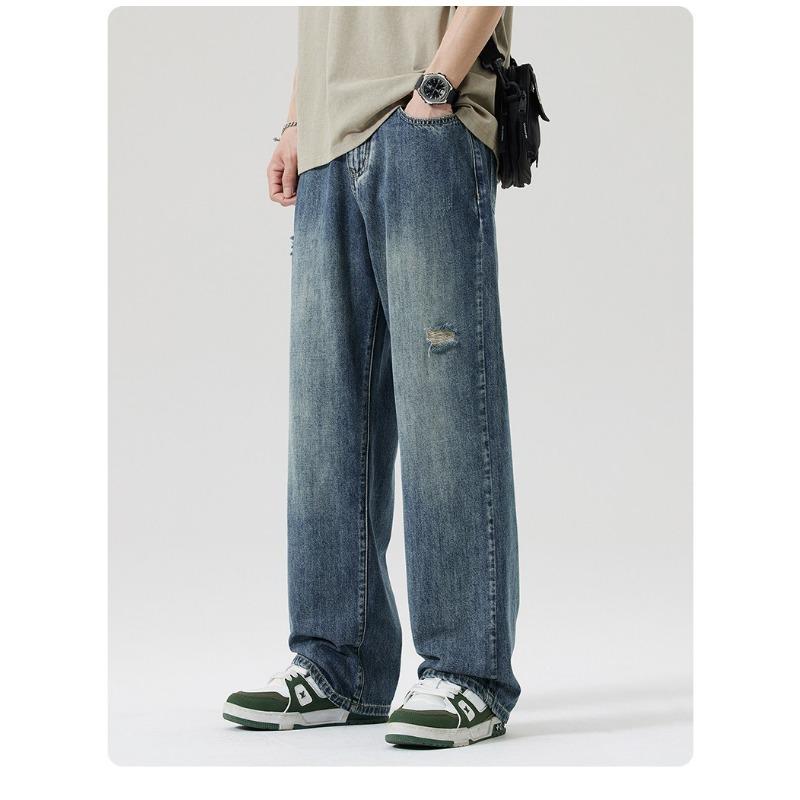 New Spring and Summer Jeans Men's Loose Straight High Street Wide-leg Retro Trendy Men