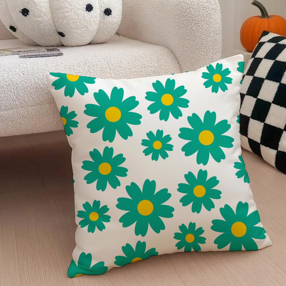 Spring and Summer Floral Cushion Cover Throw Pillow Cover Hidden Button Durable Polyester Chair Cushion