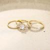 Light Luxury Ring Three-Piece Set, High-End Geometric Ring For Women, Engagement Wedding Matching