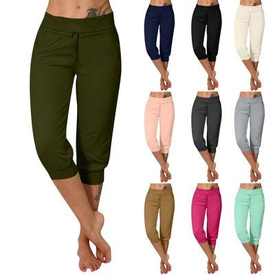Pants For Women Casual Summer Elastic Waist Solid Pant With Pockets