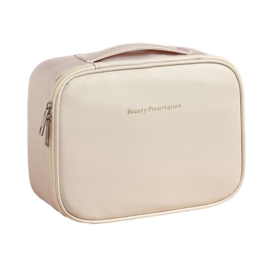 Large Capacity Cosmetic Bag Makeup Case with Top Handle Adjustable белый