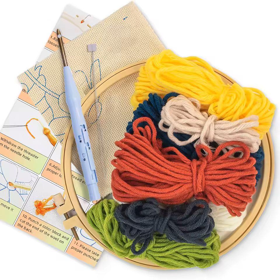GATYZTORY Punch Needle Kit for Adult Beginner Easy Punch Needle Starter Set with Embroidery Frame Fun DIY Needle Sewing Craft