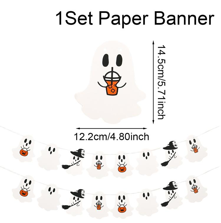 

1set Halloween Hanging Banner Bunting Pumpkin Ghost Bat Hanging Garland Pull Flag Pendant For Halloween Party Home Decor Props
