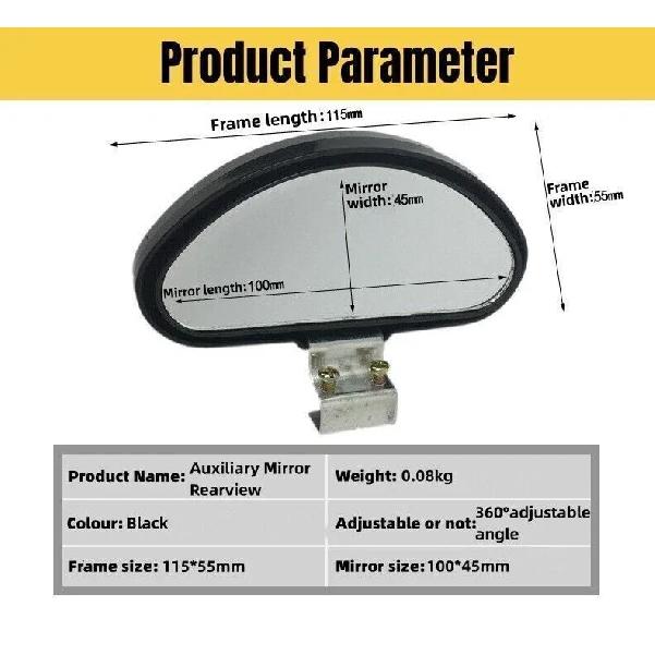 2pcs Adjustable Car Safety Blind Spot Rear View Angle Mirror Wide Angle Side Rear View Mirror For Van Trucks Motorcycle