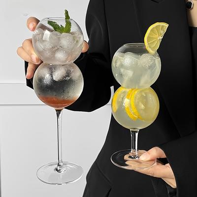 2pcs INS Round Ball Cocktail Glass Champagne Cocktail Glass Martini Glass High-Foot Suitable for Bars Wedding Banquets Parties