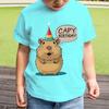 2025 Children's Capybara T-Shirt Kids Short Sleeve Shirt Capy Birthday Print Round Neck Tops Boys Girls Birthday Gift T Shirt