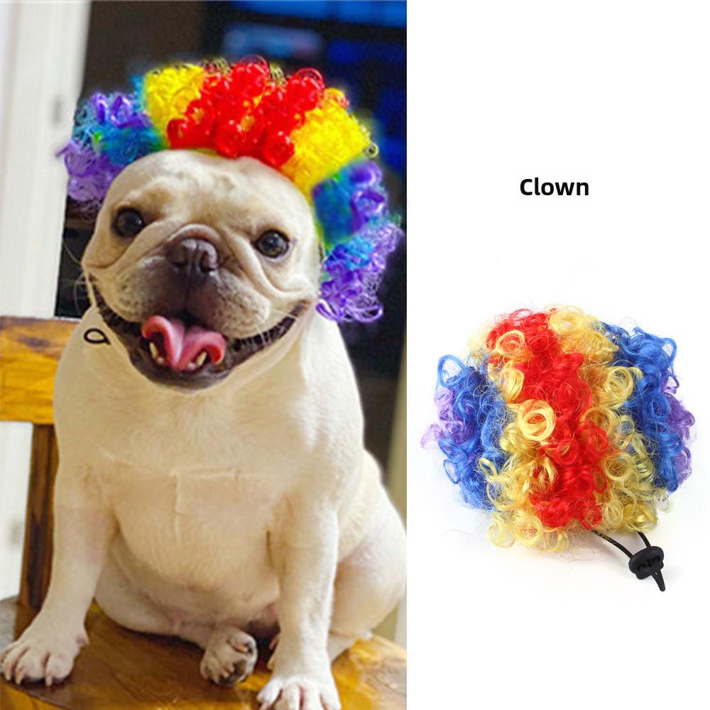 Peruca Vermelha Vibrante Explosiva com Franja Para Animais de Estimação Ideal Para Celebrações de Halloween