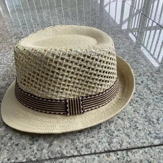 Męski kapelusz jazzowy Hollow Out Oddychająca ochrona przed słońcem Anty-UV Vintage Kontrastowy kolor Składany zwinięty