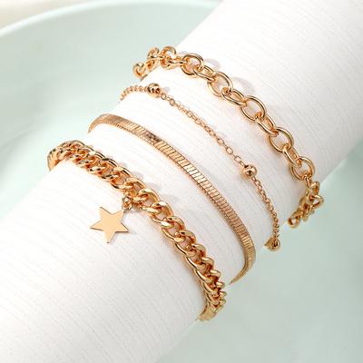 Ladies Five-Star Rhinestone Bracelet Set