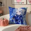 Game Genshin Furina Cushion Cover Pillowcase Short Plush Invisible Zipper Room Sofa Cushion Cover