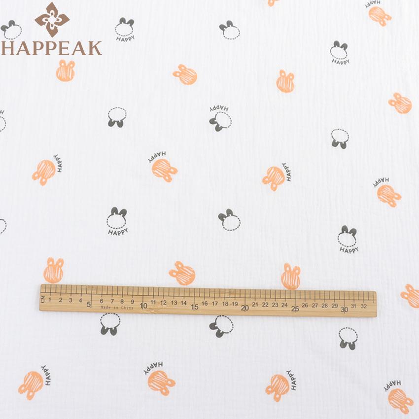 HAPPEAK Pure Cotton Muslin Double Layer Gauze Custom Printed Cute Gauze Fabric for Baby Blankets