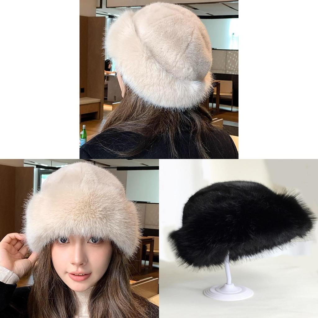 Winter Faux Fur Hat For Women With Warm Plush Material And Cloud Pattern Design For Casual Wear