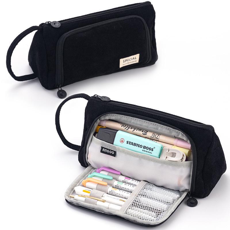 Large Korean-Style Canvas Pencil Case: Cute, Multifunctional, and Fresh Design for Students